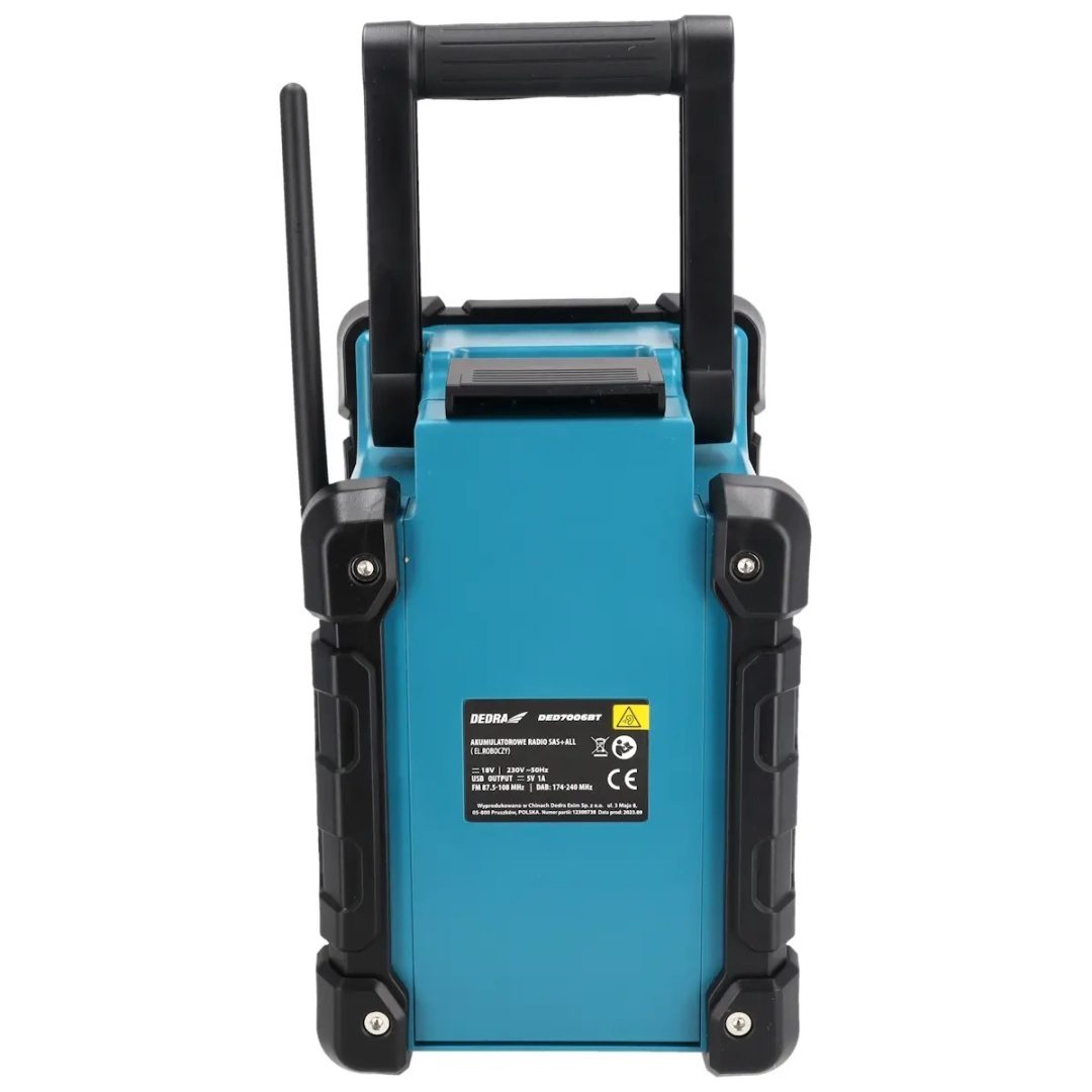 RADIO WARSZTATOWE AKUMULATOROWE DEDRA SAS+ALL 18V DAB+/FM BLUETOOTH USB – BEZ AKUMULATORA - DED7006BT - obrazek 7