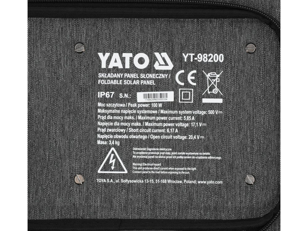 SKŁADANY PANEL SŁONECZNY SOLARNY YATO 100W 4W1 - YT-98200 - obrazek 7
