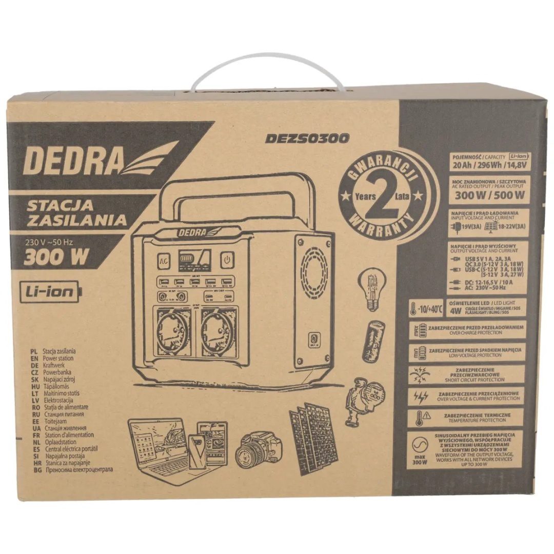 STACJA ZASILANIA DEDRA 296 Wh 300 W 500 W Li-Ion - DEZS0300 - obrazek 7