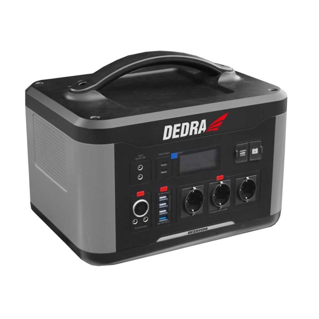 STACJA ZASILANIA DEDRA 1500 W 1408 Wh LiFePO₄ Z FUNKCJĄ ROZRUCHU 12 V - DEZS1500