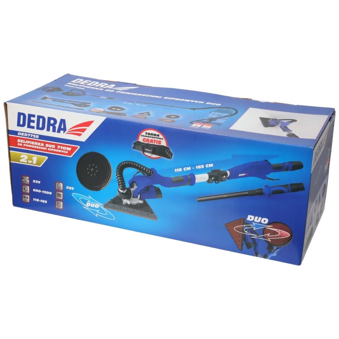 SZLIFIERKA DO GIPSU / GŁADZI WYSIĘGNIKOWA DUO DEDRA 710 W TAR.CZA 225 MM + GŁOWICA TRÓJKĄTNA - DED7758 - obrazek 6