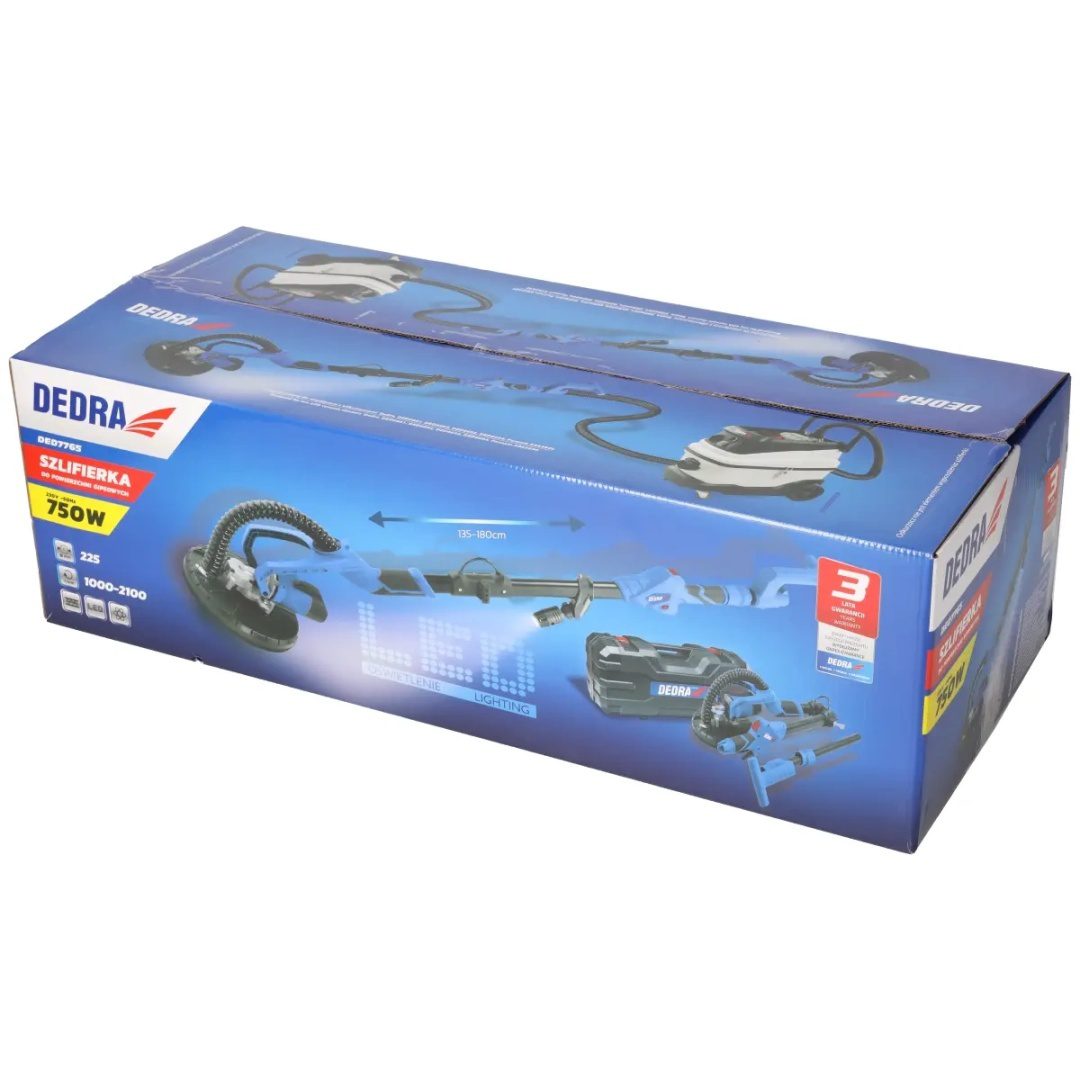 SZLIFIERKA WYSIĘGNIKOWA DO GIPSU / GŁADZI DEDRA 750 W 225 MM LED + WALIZKA - DED7765 - obrazek 12