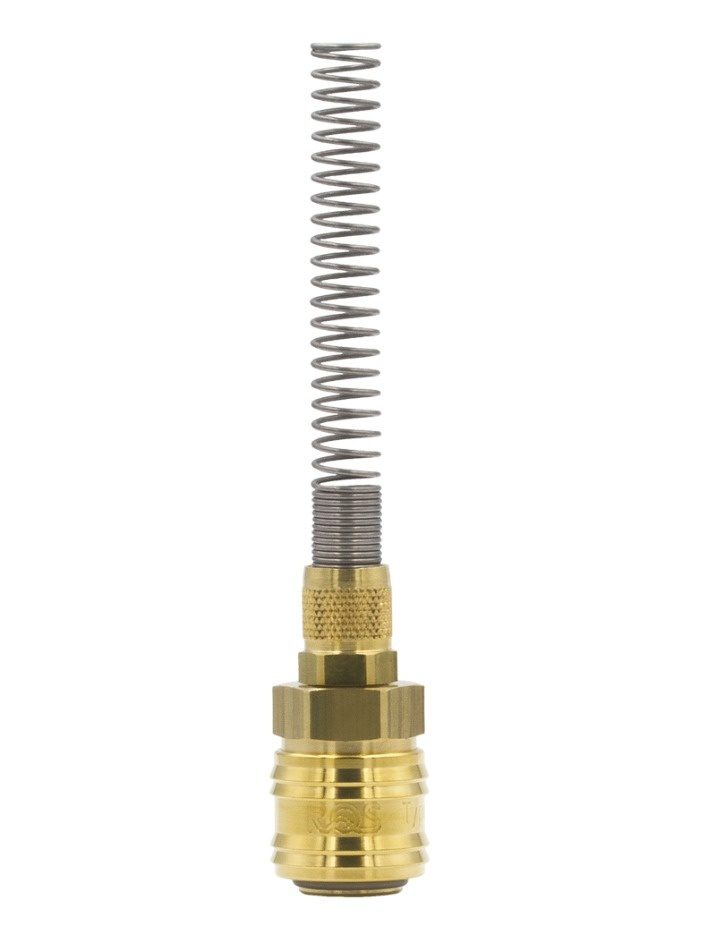 SZYBKOZŁĄCZE - GNIAZDO PNEUMATYCZNE MOSIĘŻNE RQS NA WĄŻ 6x8 MM ZE SPRĘŻYNĄ - 26KAKK08MPX