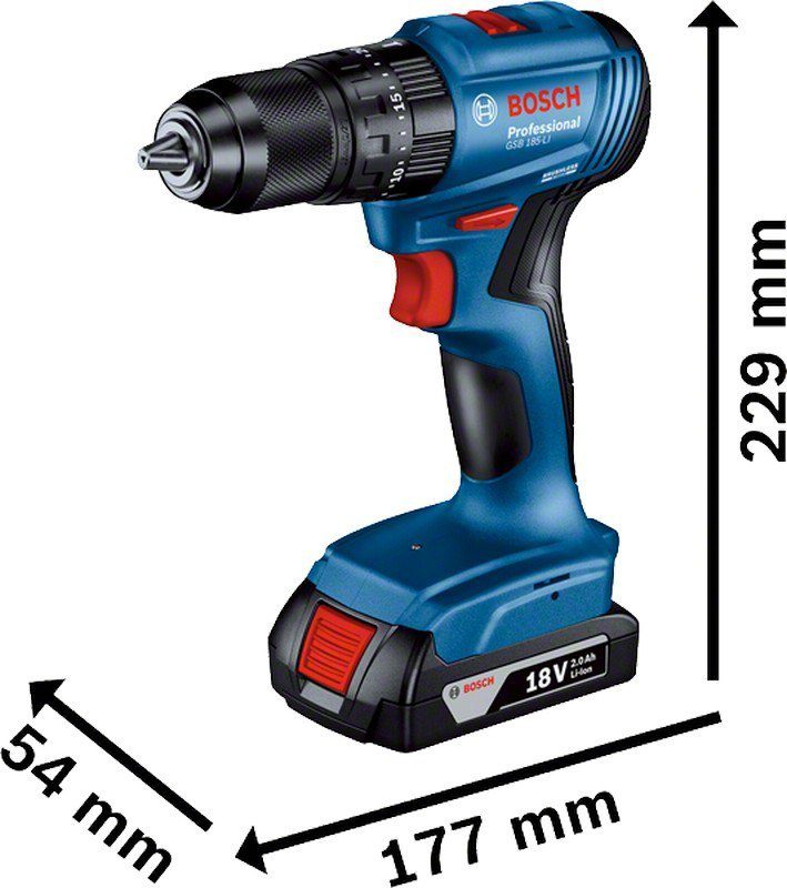 WIERTARKO-WKRĘTARKA AKUMULATOROWA UDAROWA BOSCH GSB 185-LI 18 V 50 Nm BRUSHLESS – BEZ AKUMULATORA - obrazek 3