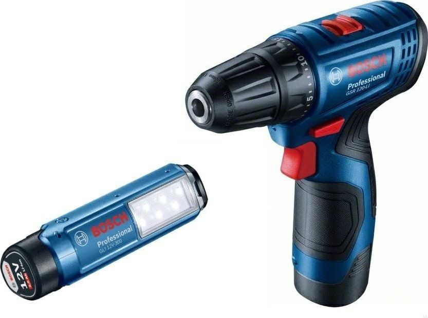 WIERTARKO-WKRĘTARKA AKUMULATOROWA BOSCH GSR 120-LI 12 V 30 Nm 2×2.0 Ah + LATARKA GLI 12V-300 WALIZKA - obrazek 4