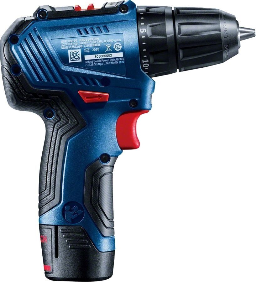 WIERTARKO-WKRĘTARKA AKUMULATOROWA BOSCH GSR 12V-30 12 V 30 Nm 2×2.0 Ah Li-Ion WALIZKA - obrazek 4