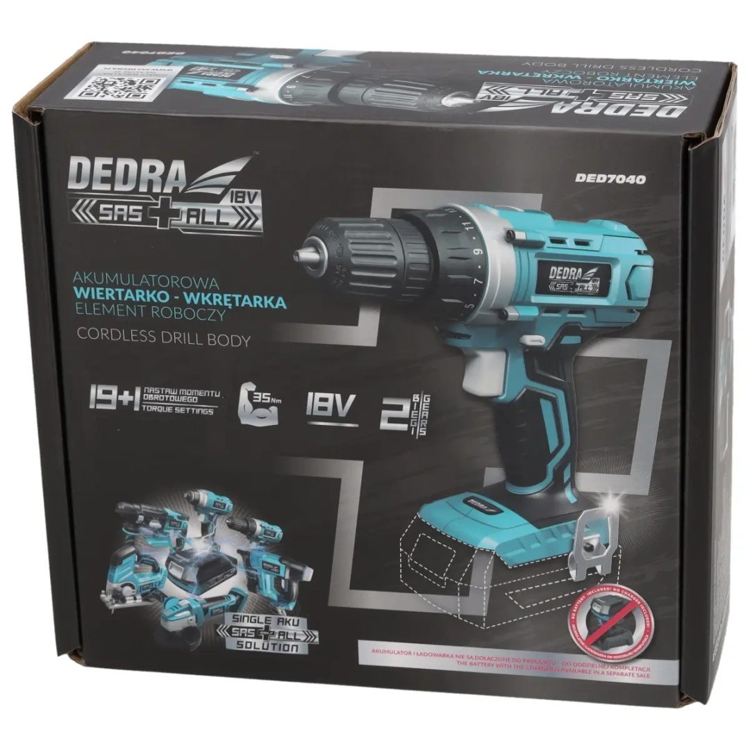 WIERTARKO-WKRĘTARKA AKUMULATOROWA DEDRA SAS+ALL 18V 35 Nm 2-BIEGOWA – BEZ AKUMULATORA - DED7040 - obrazek 6