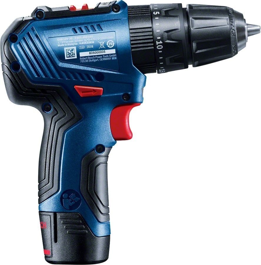WIERTARKO-WKRĘTARKA AKUMULATOROWA UDAROWA BOSCH GSB 12V-30 12 V 30 Nm 2×2.0 Ah Li-Ion WALIZKA - obrazek 3