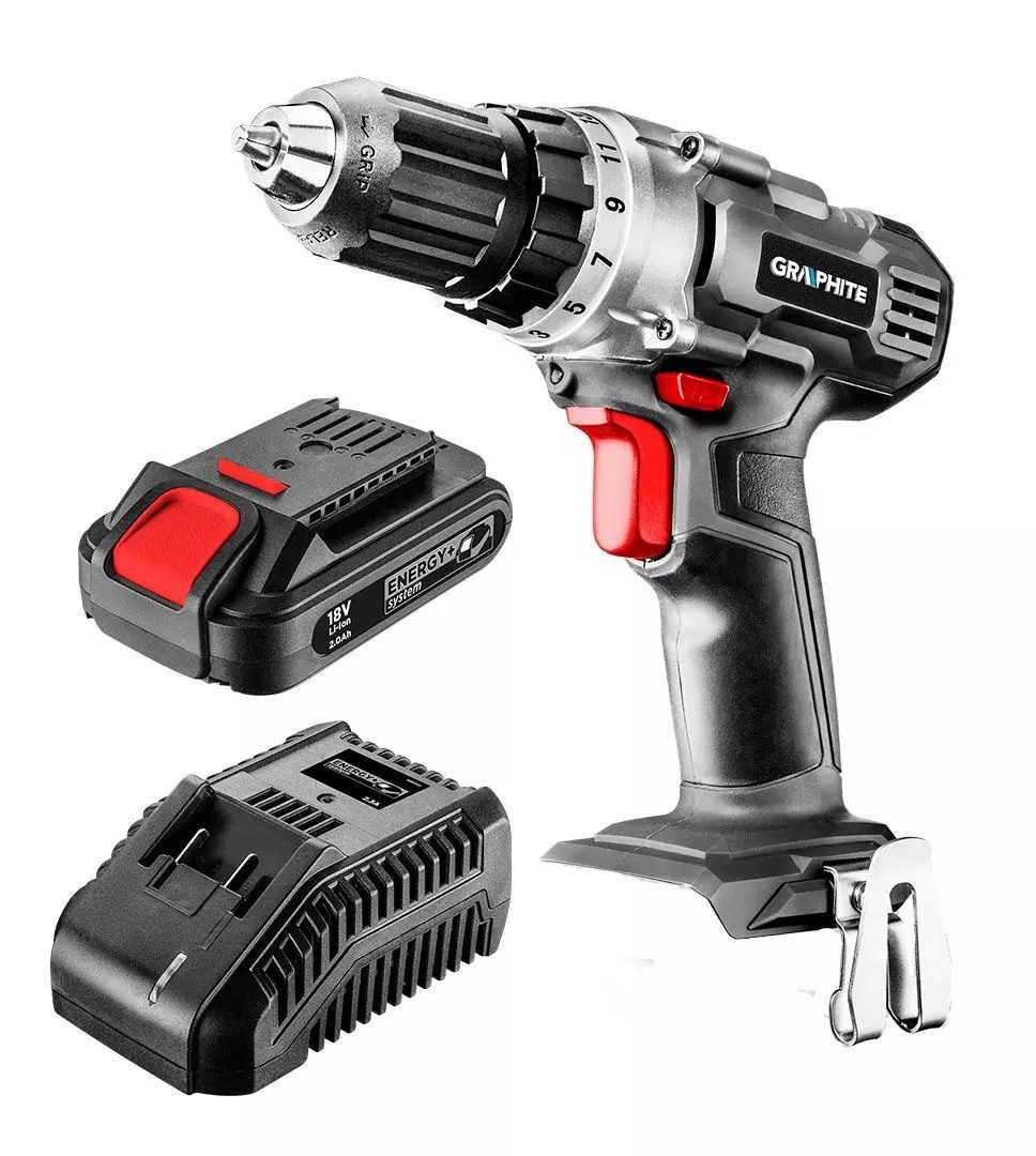 WIERTARKO-WKRĘTARKA AKUMULATOROWA GRAPHITE ENERGY+ 18V LI-ION, UCHWYT 10 MM, AKUMULATOR 2AH, ŁADOWARKA - 58G000-SET1 - obrazek 4