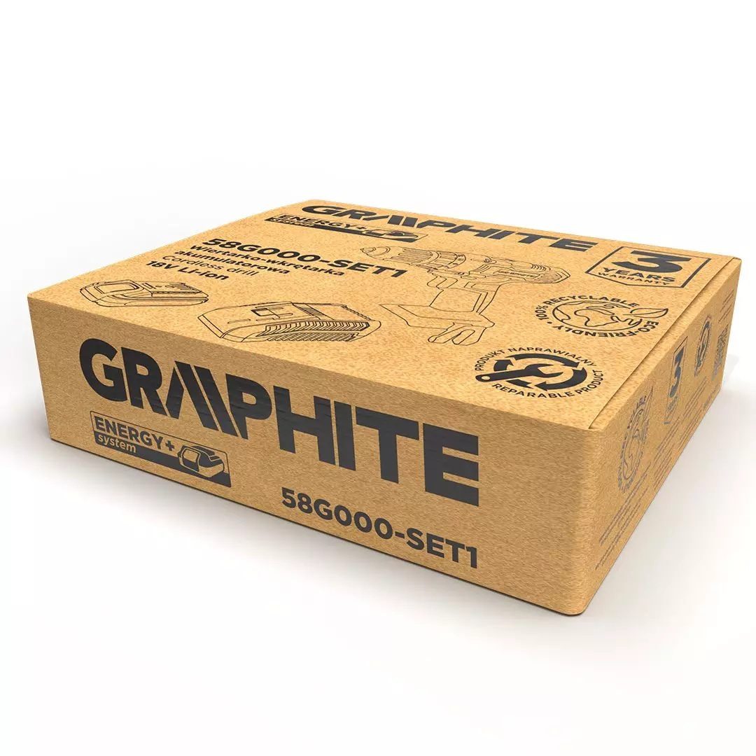 WIERTARKO-WKRĘTARKA AKUMULATOROWA GRAPHITE ENERGY+ 18V LI-ION, UCHWYT 10 MM, AKUMULATOR 2AH, ŁADOWARKA - 58G000-SET1 - obrazek 11