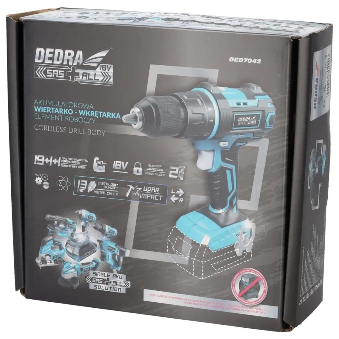 WIERTARKO-WKRĘTARKA AKUMULATOROWA DEDRA SAS+ALL 18V 50 Nm Z UDAREM 2-BIEGOWA – BEZ AKUMULATORA - DED7042 - obrazek 8