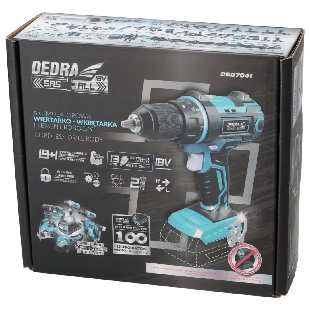 WIERTARKO-WKRĘTARKA AKUMULATOROWA DEDRA SAS+ALL 18V 50 Nm 2-BIEGOWA – BEZ AKUMULATORA - DED7041 - obrazek 8