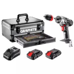 ZESTAW ENERGY+ W WALIZCE ALUMINIOWEJ: WIERTARKO-WKRĘTARKA GRAPHITE 18V 10MM, 2 x AKUMULATOR 2AH, 109 AKCESORIÓW - 58G022-PS15