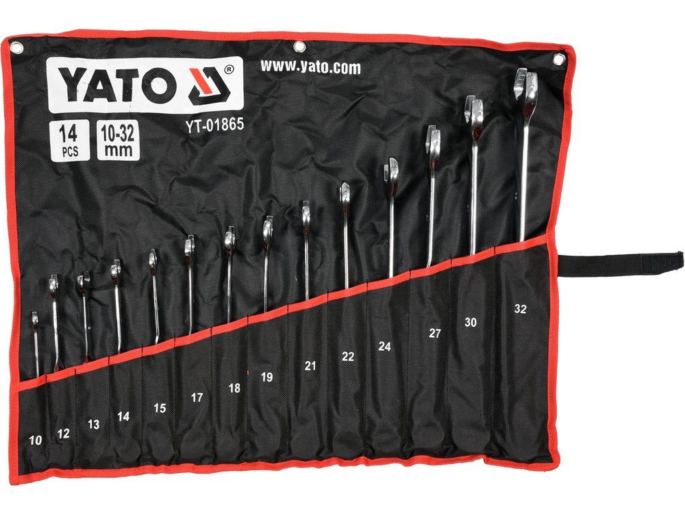 ZESTAW KLUCZY PŁASKO-OCZKOWYCH SKRĘCONYCH YATO 10-32 mm (14 el.) - YT-01865
