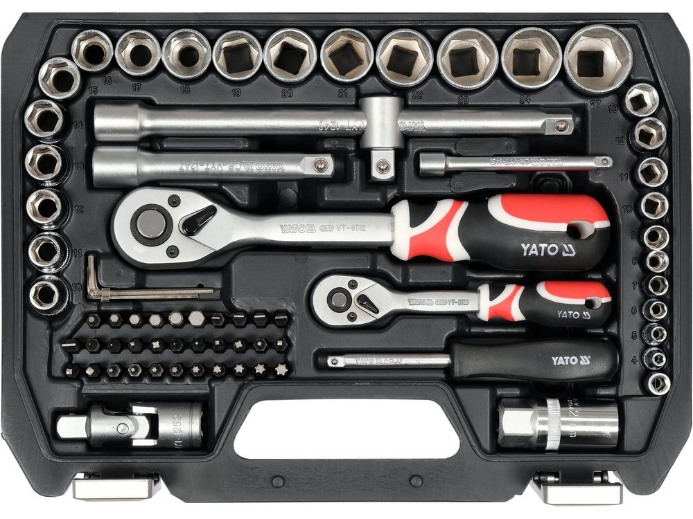 ZESTAW NARZĘDZIOWY YATO 1/2", 1/4" M (72 el.) - YT-38782