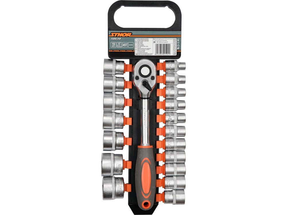 ZESTAW NASADEK Z GRZECHOTKĄ STHOR 1/2" (19 el.) - 58634