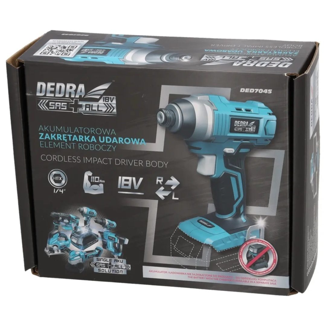 ZAKRĘTARKA UDAROWA AKUMULATOROWA DEDRA SAS+ALL 18V 110 Nm UCHWYT HEX 1/4" – BEZ AKUMULATORA - DED7045 - obrazek 8